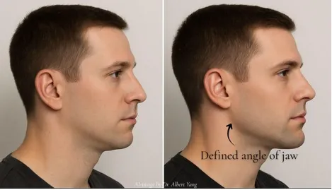 side view before and after jawline